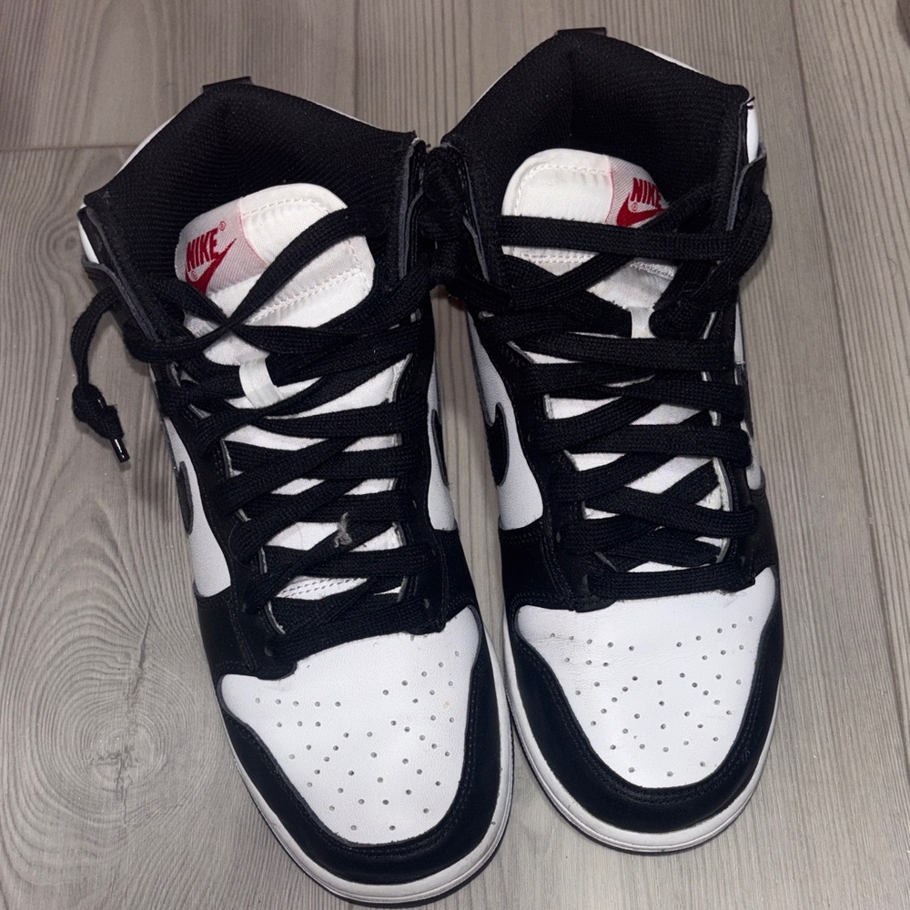 Nike Black and White High-Tops with Red Logo